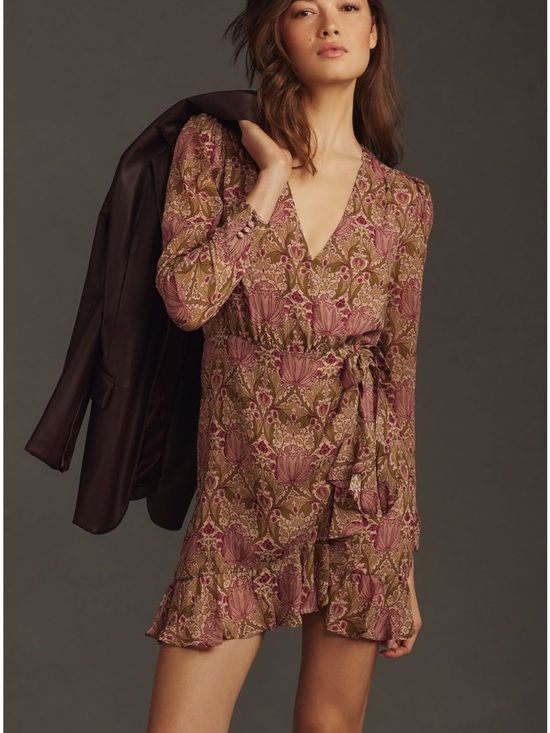 PAIGE Dresses & Skirts - PAIGE × Morris & Co. Bodega Long-Sleeve
Wrap Silk Mini 0144